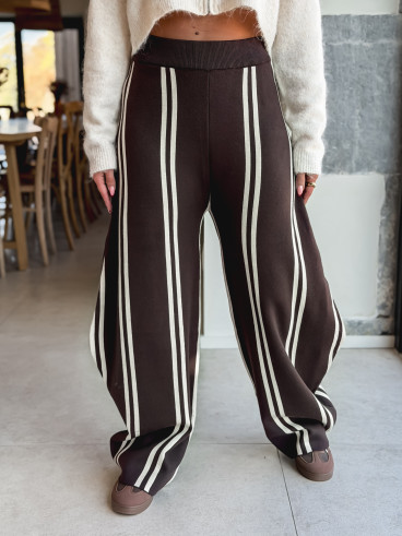 Pantalon ligné Eryne - Chocolat