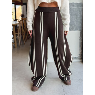 Pantalon ligné Eryne - Chocolat