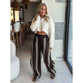 Pantalon ligné Eryne - Chocolat
