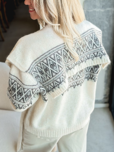Gilet à motifs Ambre - Beige clair Gilet à motifs Ambre - Beige clair