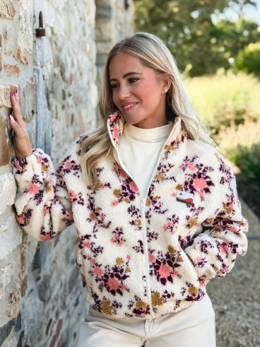 Gilet à fleurs Evangelina - Beige