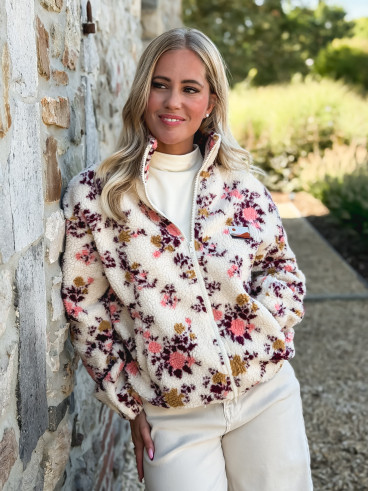 Gilet à fleurs Evangelina - Beige
