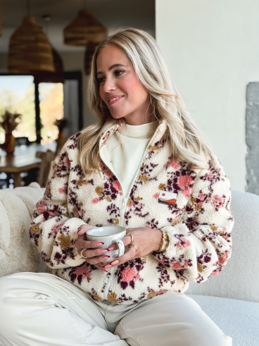 Gilet à fleurs Evangelina - Beige