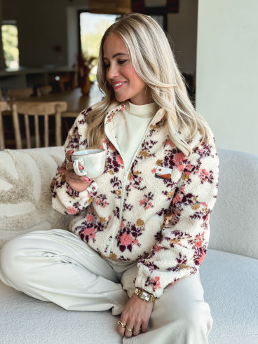 Gilet à fleurs Evangelina - Beige