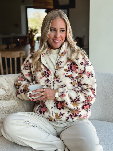 Gilet à fleurs Evangelina - Beige