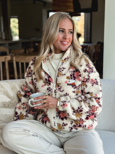 Gilet à fleurs Evangelina - Beige