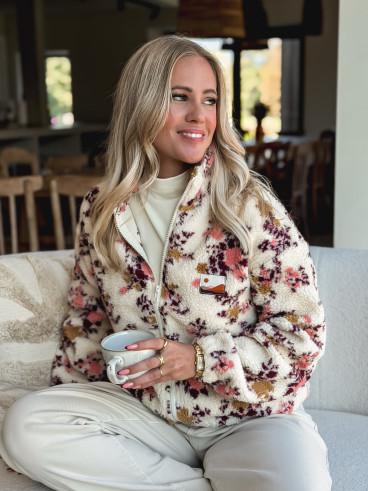 Gilet à fleurs Evangelina - Beige