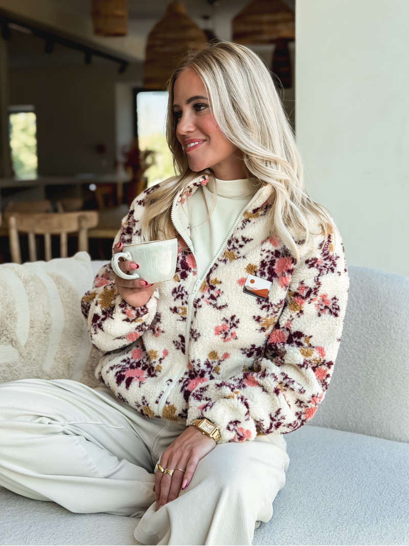 Gilet à fleurs Evangelina - Beige