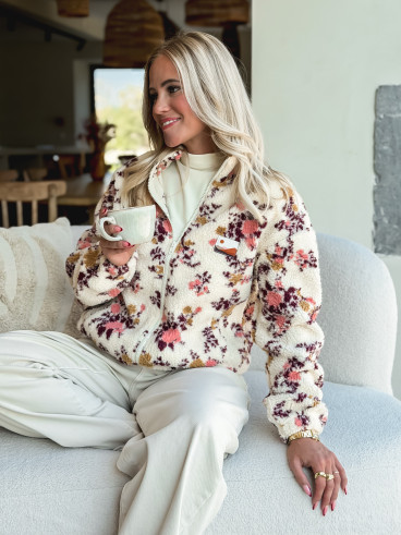 Gilet à fleurs Evangelina - Beige