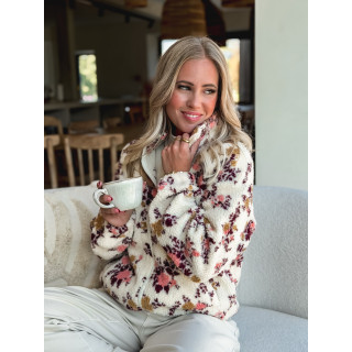 Gilet à fleurs Evangelina - Beige