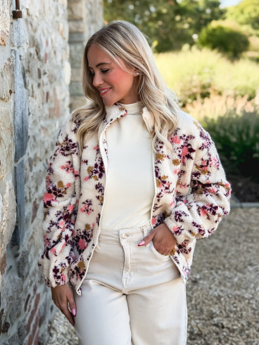 Gilet à fleurs Evangelina - Beige