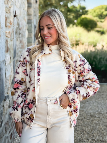 Gilet à fleurs Evangelina - Beige