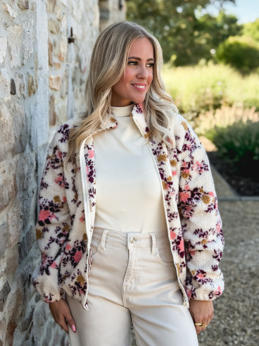 Gilet à fleurs Evangelina - Beige