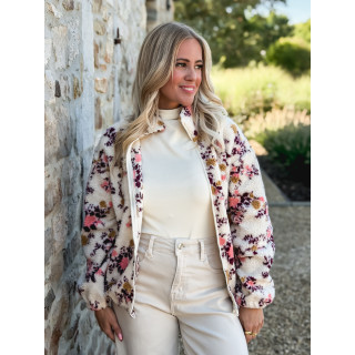 Gilet à fleurs Evangelina - Beige