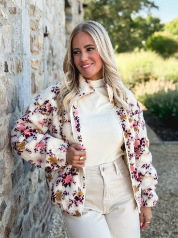 Gilet à fleurs Evangelina - Beige