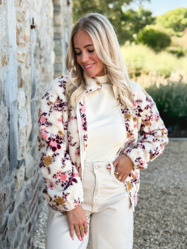 Gilet à fleurs Evangelina - Beige