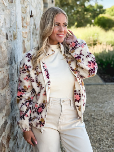 Gilet à fleurs Evangelina - Beige