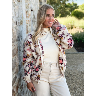 Gilet à fleurs Evangelina - Beige