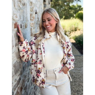Gilet à fleurs Evangelina - Beige