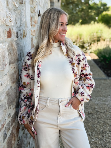 Gilet à fleurs Evangelina - Beige
