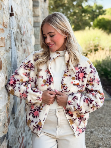 Gilet à fleurs Evangelina - Beige