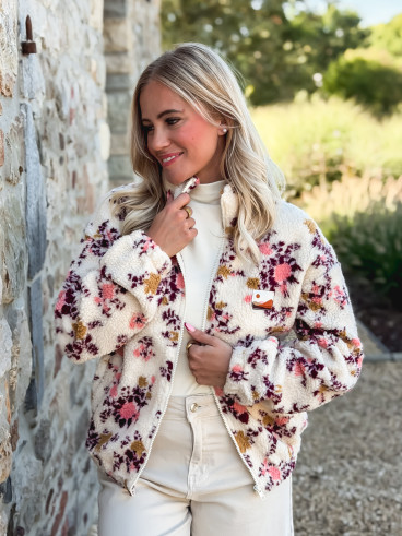 Gilet à fleurs Evangelina - Beige