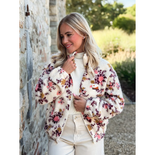 Gilet à fleurs Evangelina - Beige
