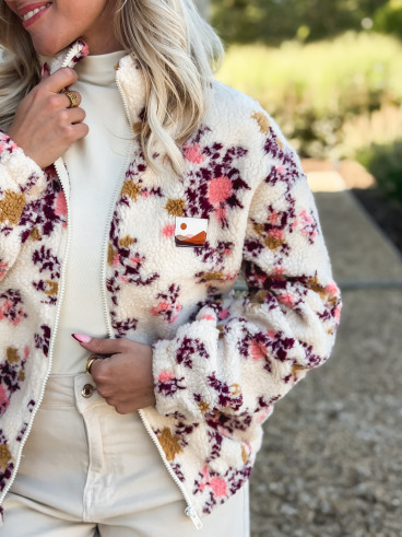 Gilet à fleurs Evangelina - Beige