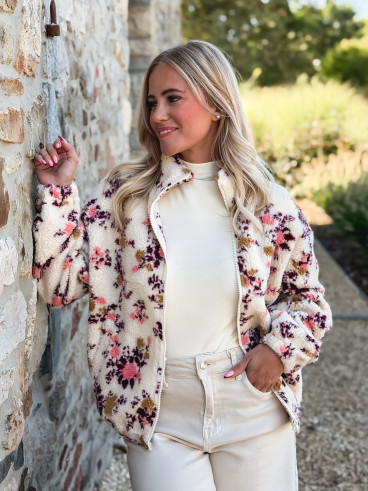 Gilet à fleurs Evangelina - Beige