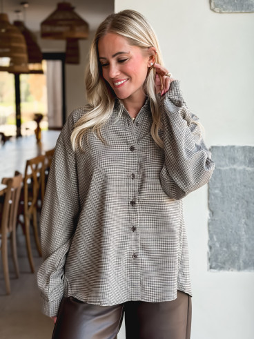 Chemise à carreaux Eliza - Chocolat/Beige