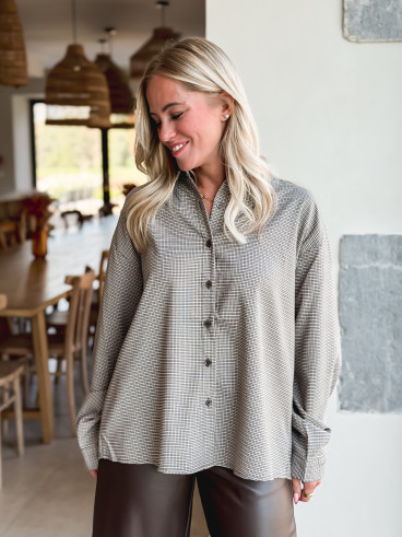 Chemise à carreaux Eliza - Chocolat/Beige