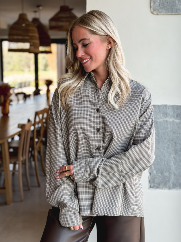 Chemise à carreaux Eliza - Chocolat/Beige