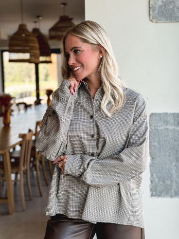 Chemise à carreaux Eliza - Chocolat/Beige