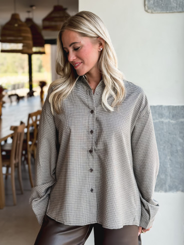 Chemise à carreaux Eliza - Chocolat/Beige