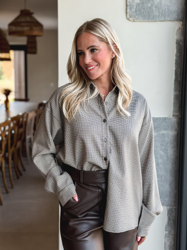 Chemise à carreaux Eliza - Chocolat/Beige