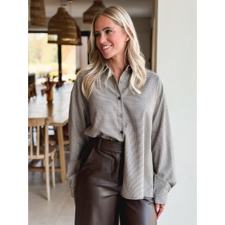 Chemise à carreaux Eliza - Chocolat/Beige