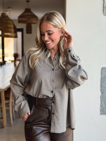 Chemise à carreaux Eliza - Chocolat/Beige