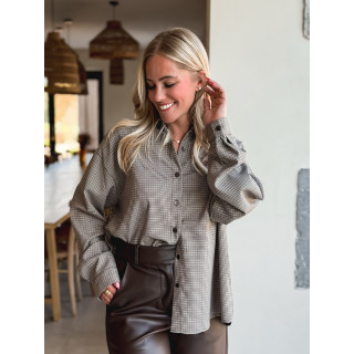 Chemise à carreaux Eliza - Chocolat/Beige