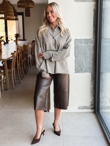 Chemise à carreaux Eliza - Chocolat/Beige