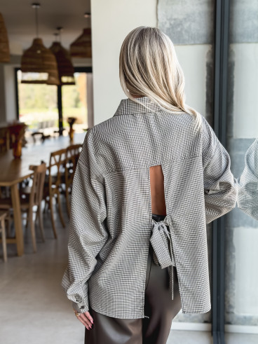 Chemise à carreaux Eliza - Chocolat/Beige
