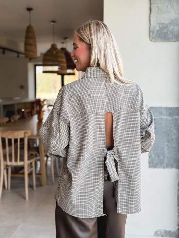 Chemise à carreaux Eliza - Chocolat/Beige