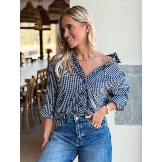 Chemise à carreaux Zénaïde - Bleu marine