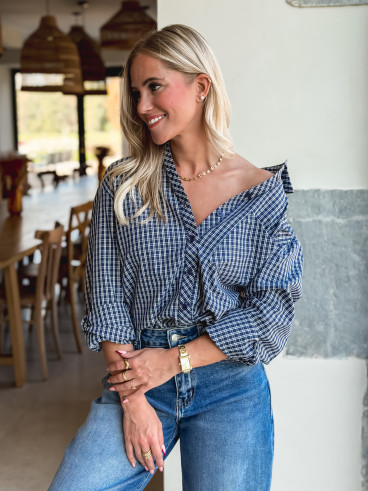 Chemise à carreaux Zénaïde - Bleu marine Chemise à carreaux Zénaïde - Bleu marine