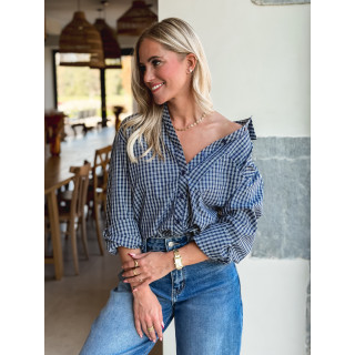 Chemise à carreaux Zénaïde - Bleu marine