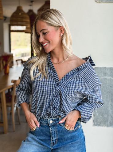 Chemise à carreaux Zénaïde - Bleu marine Chemise à carreaux Zénaïde - Bleu marine