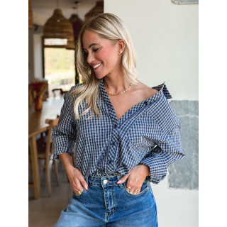 Chemise à carreaux Zénaïde - Bleu marine