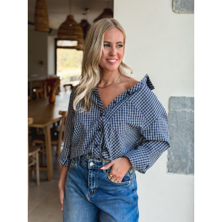 Chemise à carreaux Zénaïde - Bleu marine