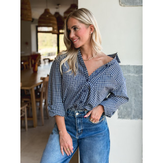 Chemise à carreaux Zénaïde - Bleu marine