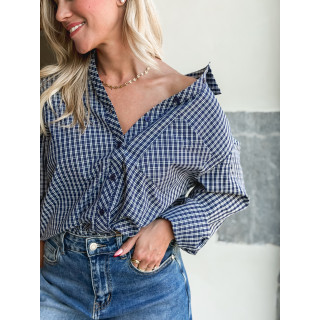 Chemise à carreaux Zénaïde - Bleu marine
