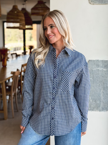 Chemise à carreaux Zénaïde - Bleu marine Chemise à carreaux Zénaïde - Bleu marine